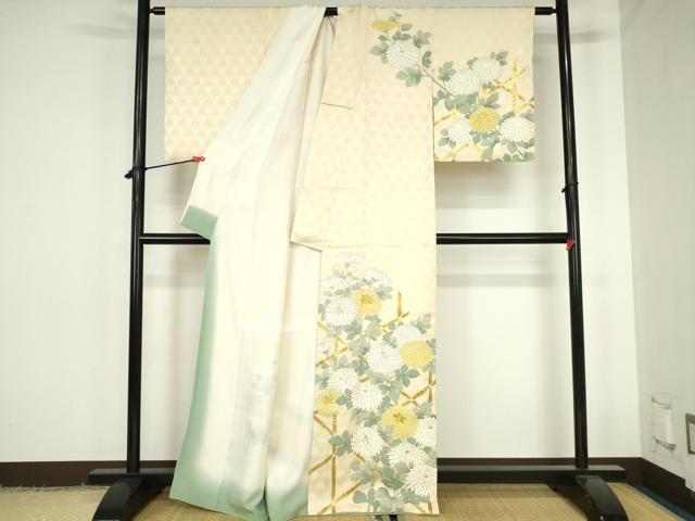 平和屋着物●訪問着 駒刺繍 菊 金彩 正絹 逸品 DABH0583op