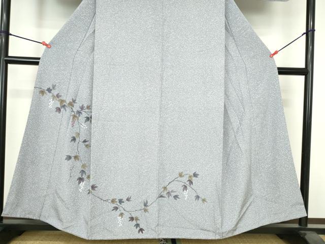 平和屋着物●訪問着 手描き 葡萄蔦の葉 正絹 逸品 DABH0586op