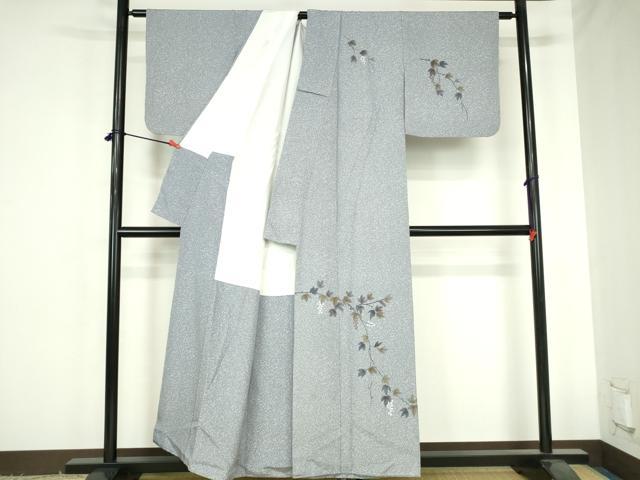 平和屋着物●訪問着 手描き 葡萄蔦の葉 正絹 逸品 DABH0586op
