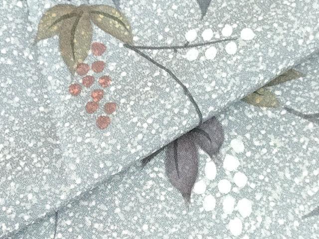 平和屋着物●訪問着 手描き 葡萄蔦の葉 正絹 逸品 DABH0586op