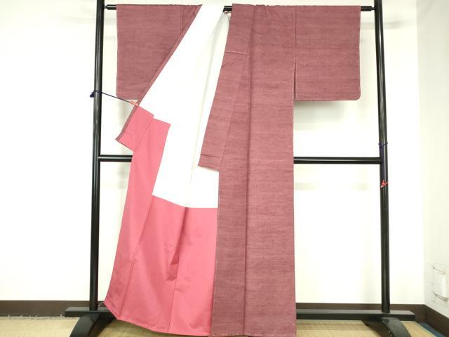 平和屋着物●上質な紬 霞文 蘇芳香色 正絹 逸品 未使用 DABH0593op