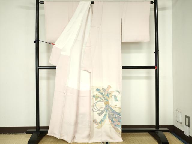 平和屋着物●豪華色留袖 寿光織 束ね熨斗花鳥文 暈し染め 金糸 正絹 逸品 DABH0611op