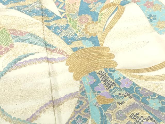 平和屋着物●豪華色留袖 寿光織 束ね熨斗花鳥文 暈し染め 金糸 正絹 逸品 DABH0611op