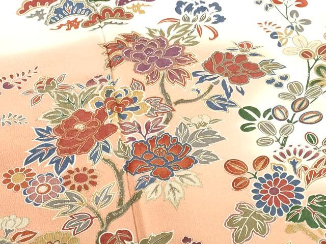 平和屋着物●訪問着 草花松文 暈し染め 金彩 ますいわ屋扱い 正絹 逸品 DABH0615op