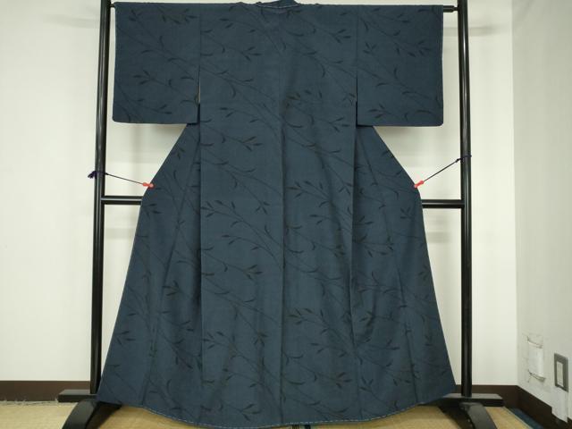 平和屋着物●本塩沢 枝葉文 正絹 逸品 未使用 DABH0619op
