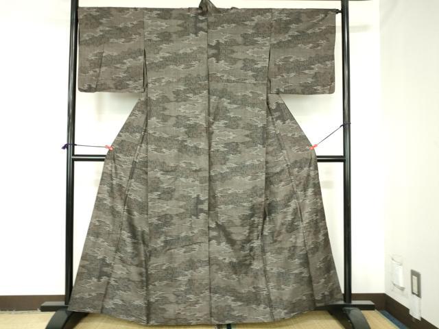 平和屋着物▽本場大島紬 単衣 9マルキ 霞花文 正絹 逸品 DABH0620op