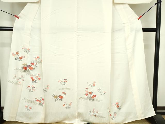 平和屋着物▽訪問着 単衣 草花 金彩 正絹 逸品 DABH0627op