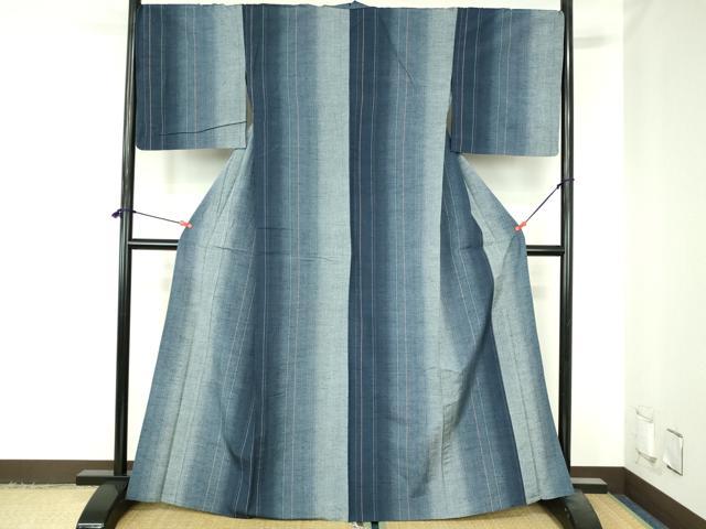 平和屋着物▽上質な紬 単衣 間道 正絹 逸品 DABH0635op