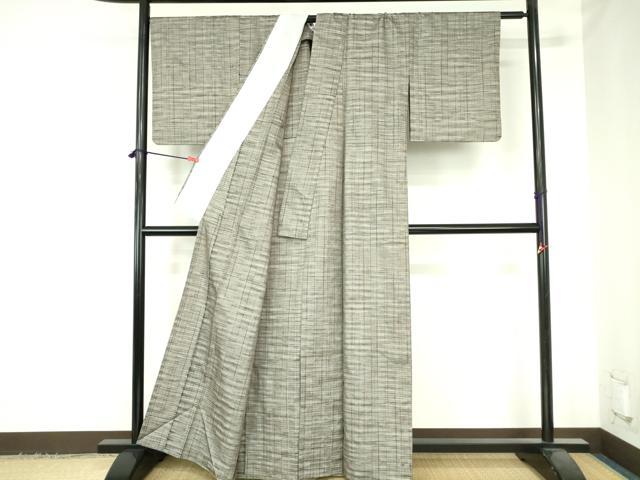 平和屋着物▽上質な紬 単衣 間道 正絹 逸品 DABH0641op