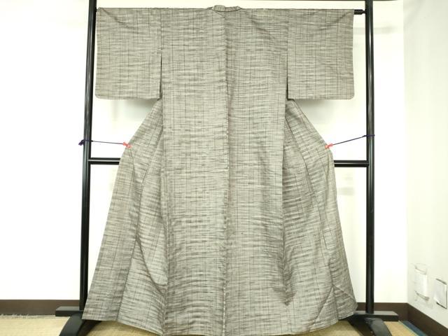 平和屋着物▽上質な紬 単衣 間道 正絹 逸品 DABH0641op