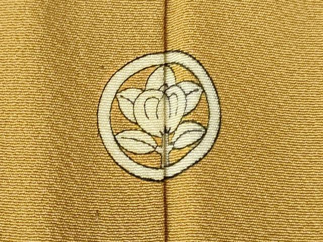 平和屋着物▽上質な色無地 単衣 黄朽葉色 正絹 逸品 DABH0651op