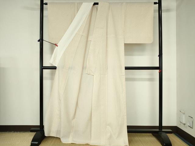 平和屋着物▽本塩沢 単衣 十字絣 正絹 逸品 DABH0653op