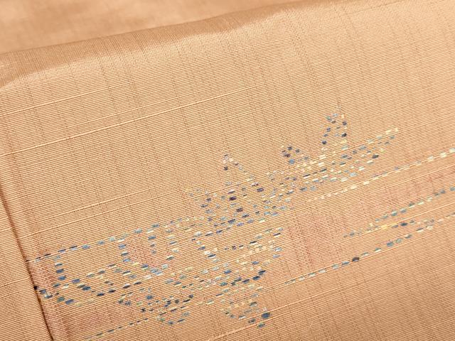 平和屋着物▽上質な紬 単衣 風景文 正絹 逸品 DABH0654op