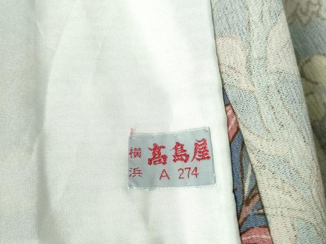 平和屋着物▽上質な小紋 単衣 更紗花文 高島屋扱い DABH0658op
