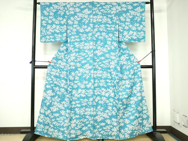 平和屋着物▽上質な小紋 単衣 草花松文 正絹 逸品 未使用 DABH0659op