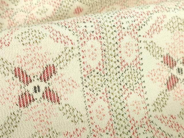 平和屋着物▽上質なお召 単衣 蜀江花文 正絹 逸品 DABH0661op