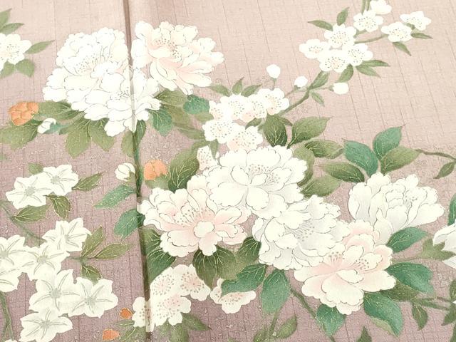 平和屋着物▽訪問着 単衣 草花 暈し染め 金彩 正絹 逸品 DABH0668op