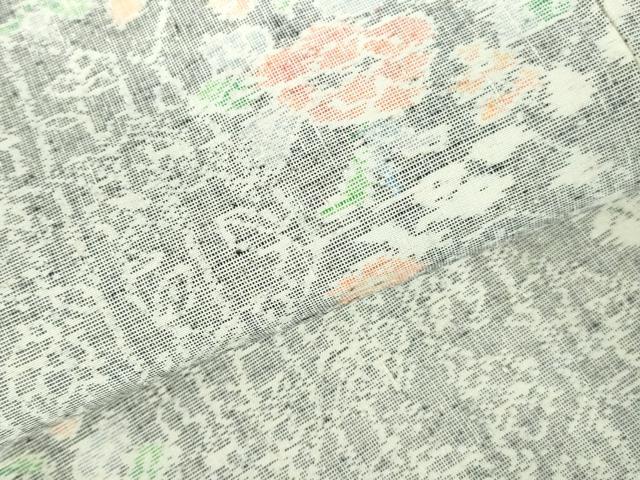 平和屋着物▽上質な紬 単衣 草花 正絹 逸品 DABH0672op