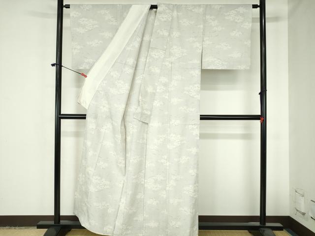 平和屋着物▽本塩沢 単衣 芝花文 酒井織物謹製 証紙付き 正絹 逸品 DABH0675op