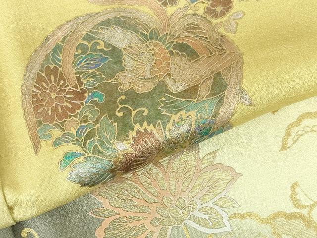 平和屋着物●訪問着 螺鈿 鳳凰花丸文 暈し染め 金銀彩 正絹 逸品 DABH0676op