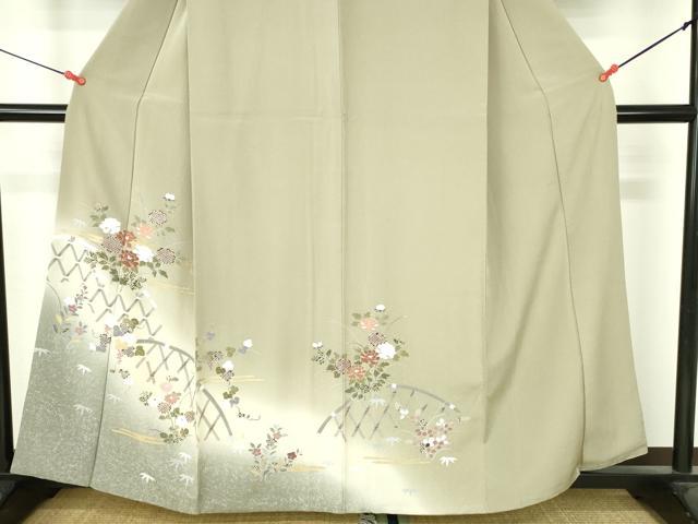 平和屋着物●訪問着 籬花文 暈し染め 金彩 正絹 逸品 DABH0677op