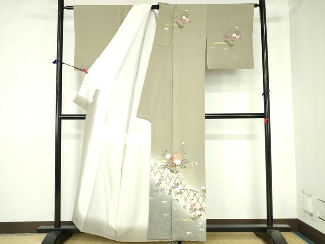 平和屋着物●訪問着 籬花文 暈し染め 金彩 正絹 逸品 DABH0677op
