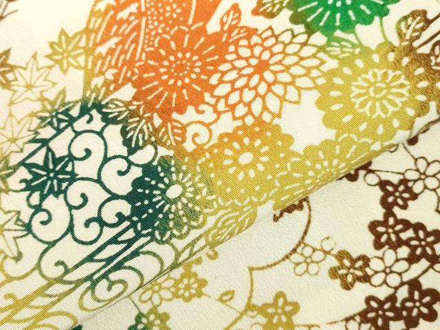 平和屋着物●上質な小紋 型染 流水花文 正絹 逸品 DABH0678op