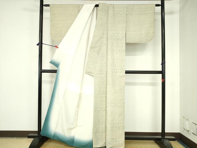 平和屋着物●上質な紬 幾何学文様 正絹 逸品 DABH0682op