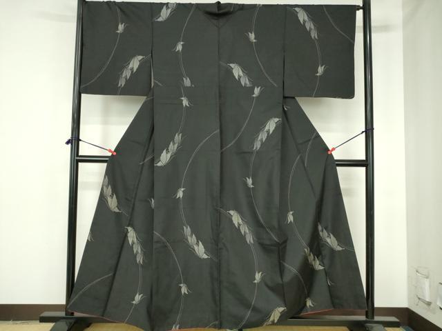 平和屋着物●上質な紬 舞蝶文 背抜き仕立て 正絹 逸品 DABH0689op