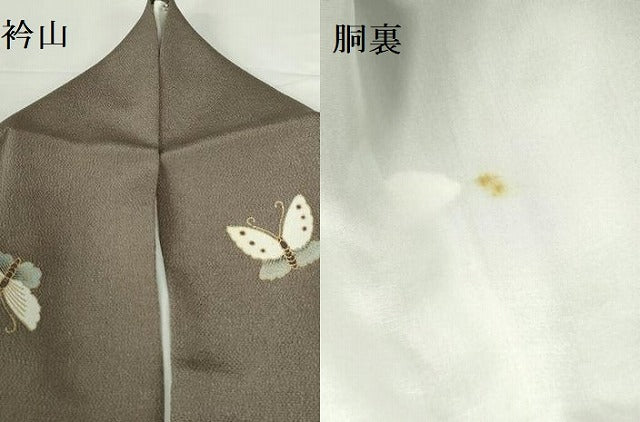 平和屋着物●上質な小紋 舞蝶文 金彩 鬼しぼ縮緬 ロング丈 正絹 逸品 DABH0692op