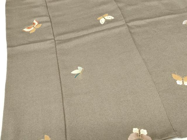 平和屋着物●上質な小紋 舞蝶文 金彩 鬼しぼ縮緬 ロング丈 正絹 逸品 DABH0692op
