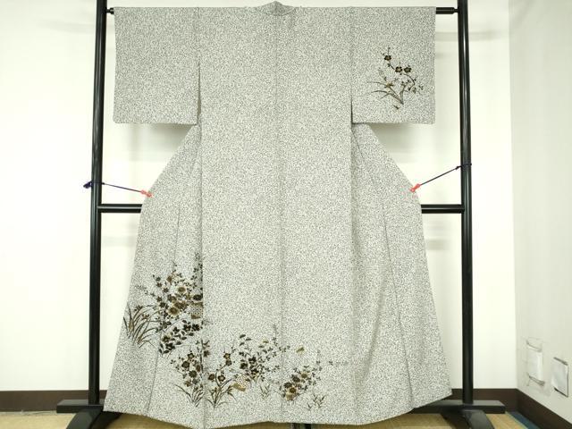 平和屋着物●訪問着 草花 たたき染め 金彩 正絹 逸品 DABH0694op