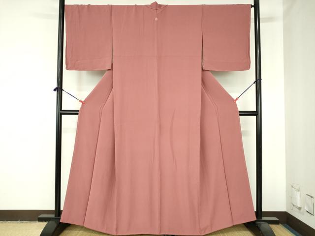 平和屋着物●上質な色無地 銀朱色 正絹 逸品 DABH0697op