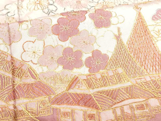 平和屋着物●十七代京屋林蔵 訪問着 総刺繍 風景花文 金銀糸 正絹 逸品 DABH0708op