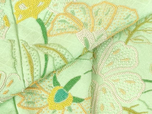 平和屋着物●中国三大刺繍 相良刺繍 総刺繍 色留袖 更紗花文 正絹 逸品 DABH0727op