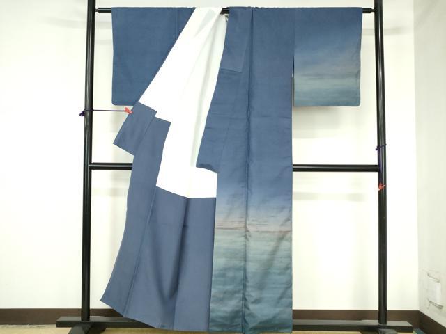 平和屋着物●石川県指定無形文化財 牛首紬 白山工房 手織り 訪問着 霞文 暈し染 正絹 逸品 DABH0732op