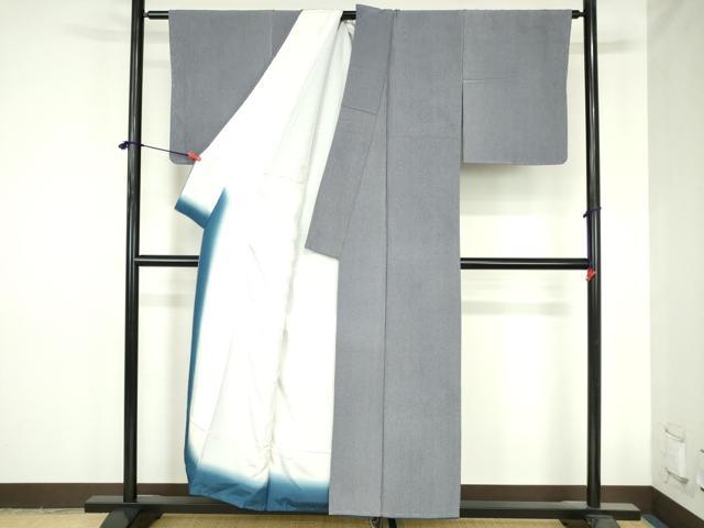 平和屋着物●寺山存男 江戸小紋 万筋 藍鉄色×白花色 正絹 逸品 DABH0737op