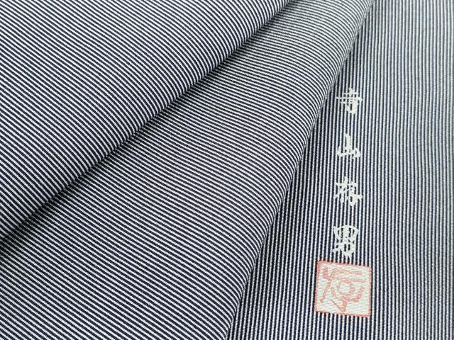 平和屋着物●寺山存男 江戸小紋 万筋 藍鉄色×白花色 正絹 逸品 DABH0737op