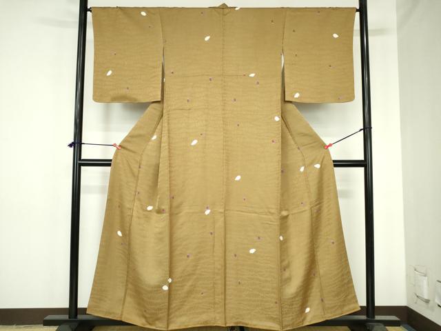 平和屋着物●上質な小紋 絞り 舞葉文 金彩 正絹 逸品 DABH0740op