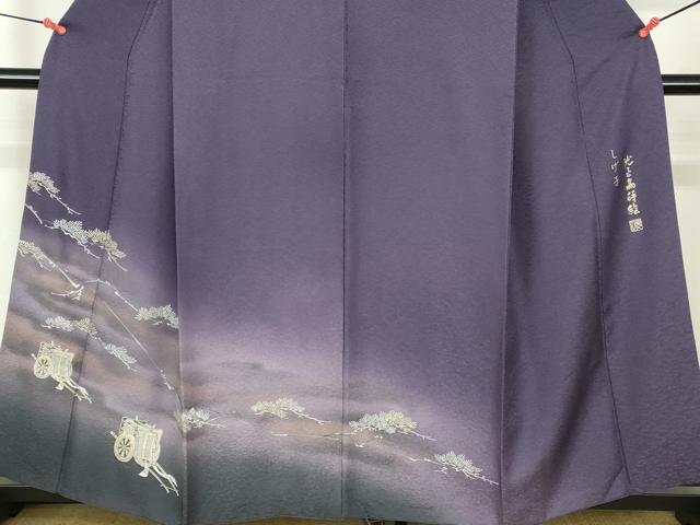 平和屋着物●金彩友禅 卓越技能者・名工・和田光正 訪問着 御所車松葉文 光正高蒔絵 暈し染め 金銀彩 さが美扱い 正絹 逸品 DABH0742op