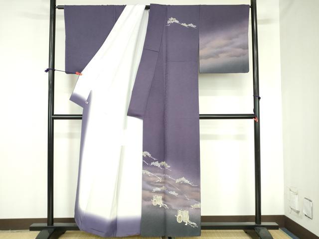 平和屋着物●金彩友禅 卓越技能者・名工・和田光正 訪問着 御所車松葉文 光正高蒔絵 暈し染め 金銀彩 さが美扱い 正絹 逸品 DABH0742op
