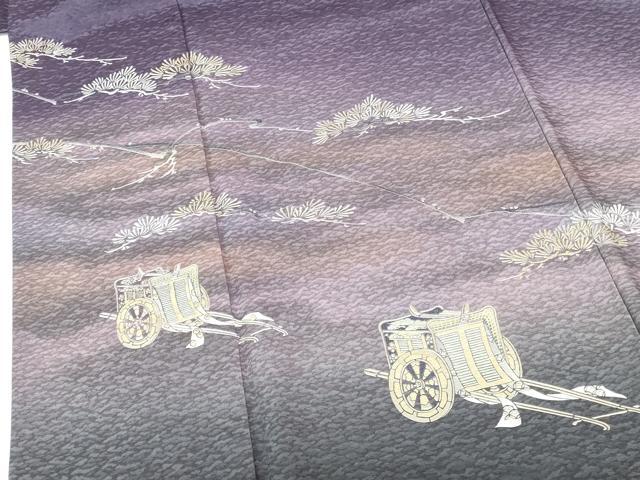 平和屋着物●金彩友禅 卓越技能者・名工・和田光正 訪問着 御所車松葉文 光正高蒔絵 暈し染め 金銀彩 さが美扱い 正絹 逸品 DABH0742op