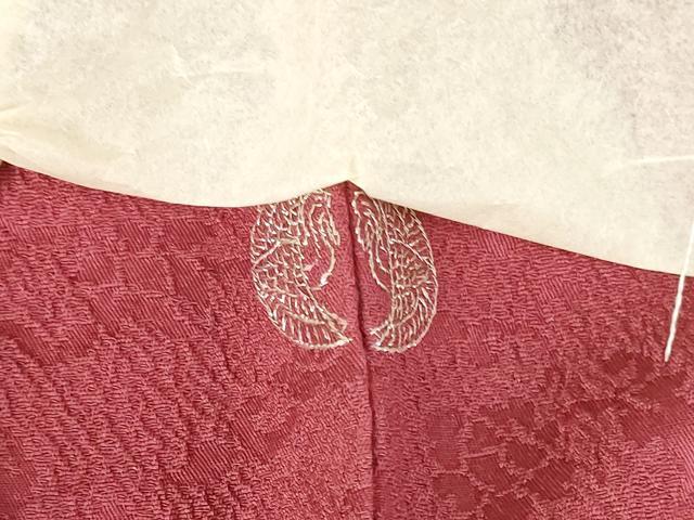 平和屋着物●上質な色無地 更紗花唐草地紋 銀朱色 正絹 逸品 未使用 DABH0743op