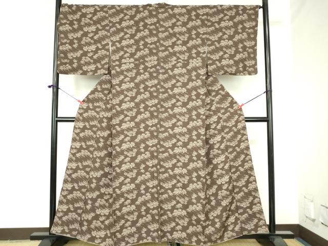 平和屋着物●上質な小紋 枝松葉文 正絹 逸品 DABH0747op