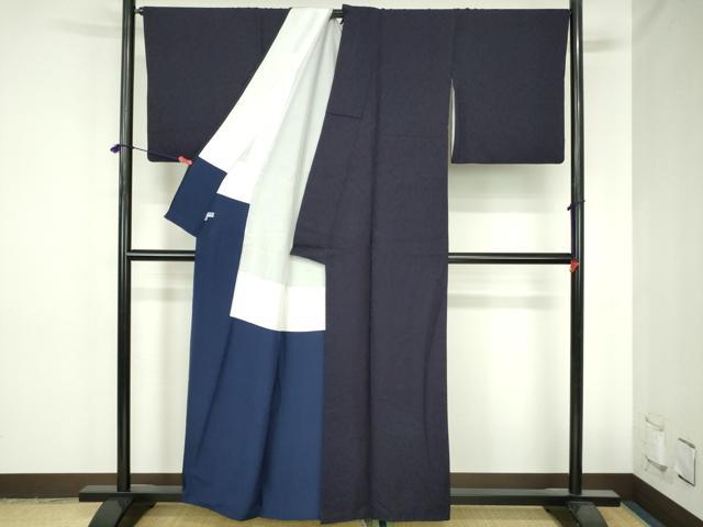 平和屋着物●上質な色無地 草花地紋 烏羽色 正絹 逸品 DABH0750op