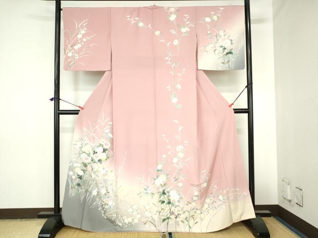 平和屋着物●訪問着 友禅 草花 暈し染め 正絹 逸品 DABH0754op