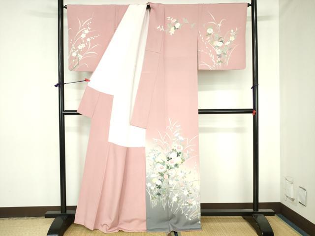 平和屋着物●訪問着 友禅 草花 暈し染め 正絹 逸品 DABH0754op