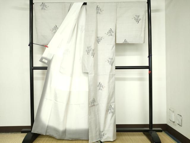 平和屋着物●本場大島紬 白大島 9マルキ 総絣 人物文 やまと金ラベル 正絹 逸品 未使用 DABH0760op