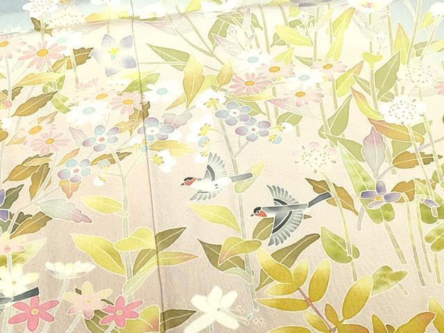 平和屋着物●本加賀友禅作家 百貫華峰 色留袖 花鳥文 暈し染め 正絹 逸品 DABH0761op