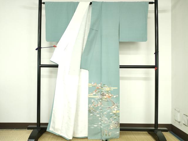 平和屋着物●豪華色留袖 駒刺繍 風景花文 暈し染め 金彩 正絹 逸品 未使用 DABH0767op